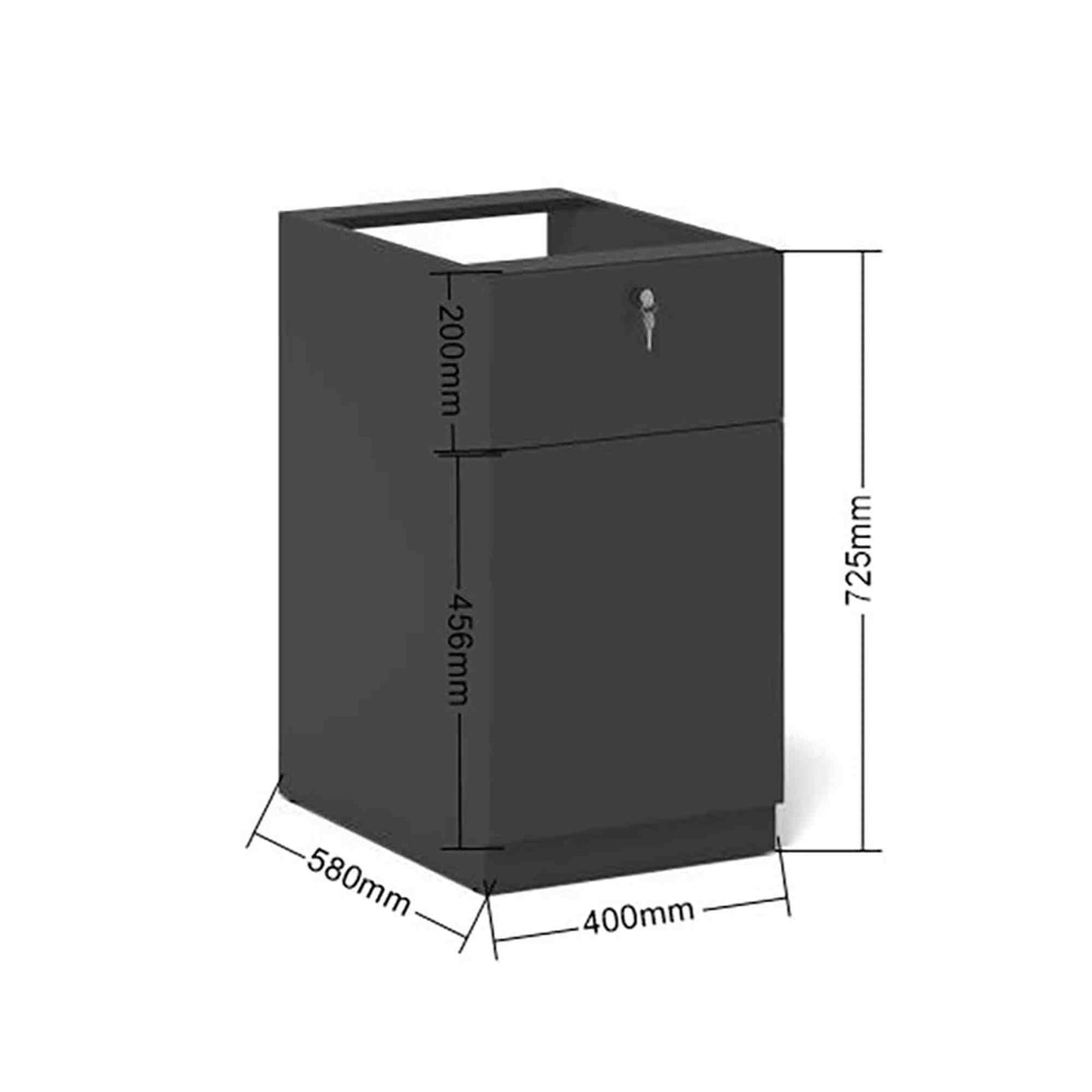 KENTO Pedestal Drawer Unit Storage Cabinet - Black