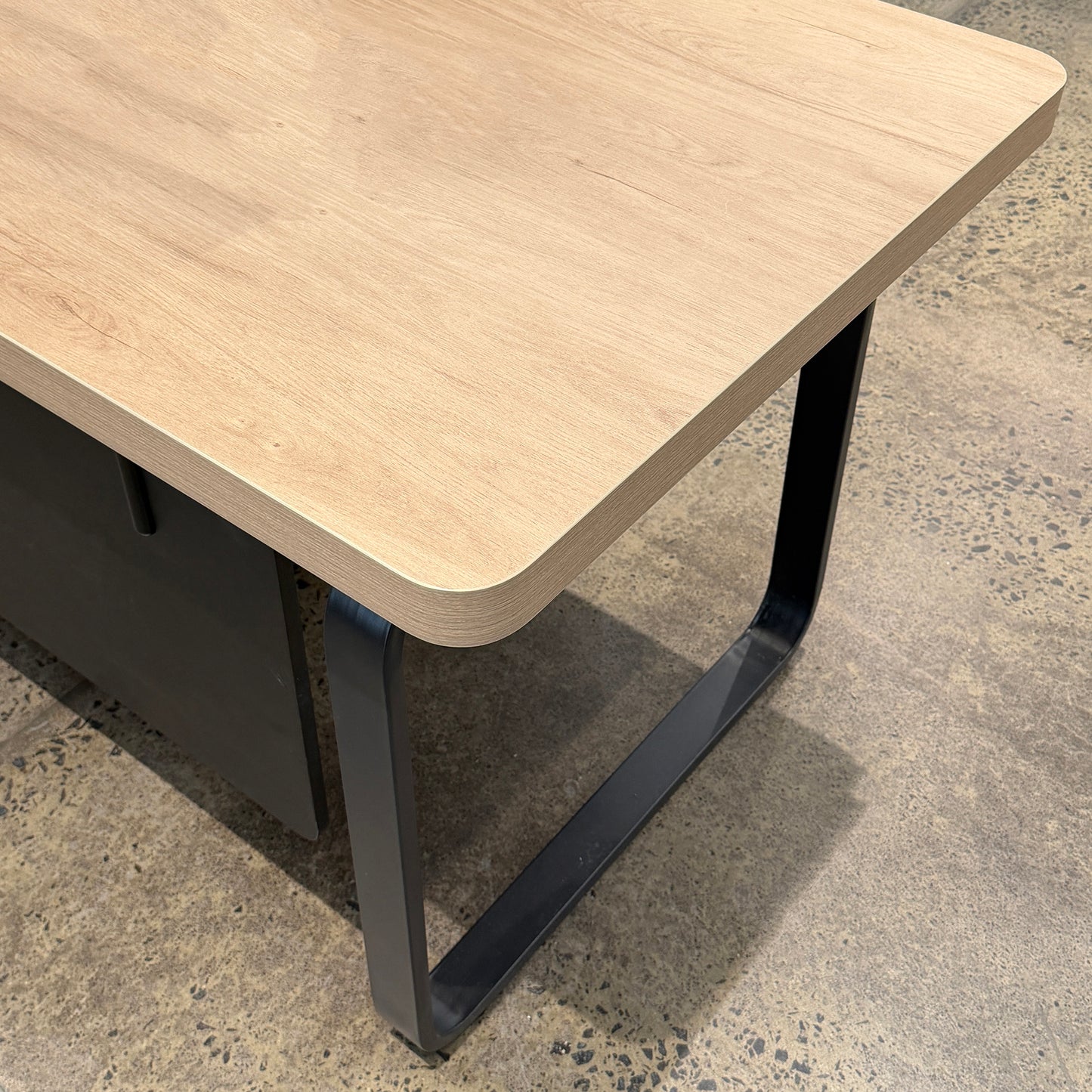 VENTURA 220-240cm Reversible Executive Desk - Left or Right Return - Oak & Black