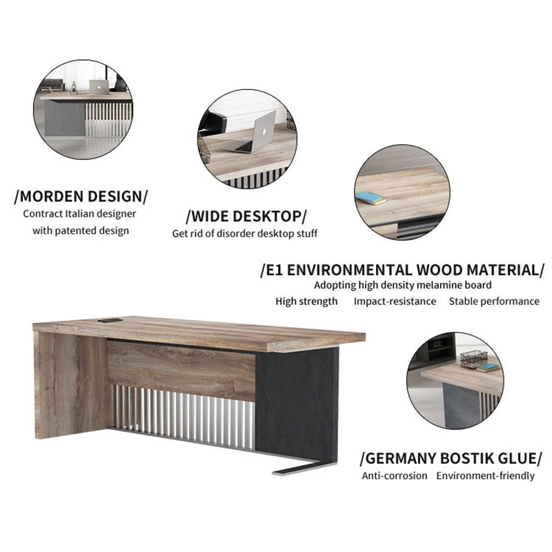 DAXTON Executive Desk with Left Return with Lift 200cm - Warm Oak
