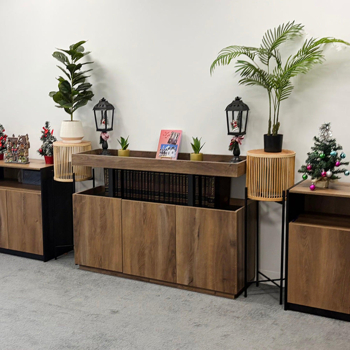 TRIBECA Credenza Cabinet 135cm - Warm Oak with Black