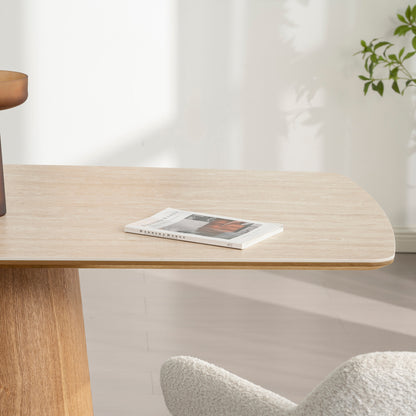 BOLTON Ceramic Dining Table 1.8M - Travertine & Oak