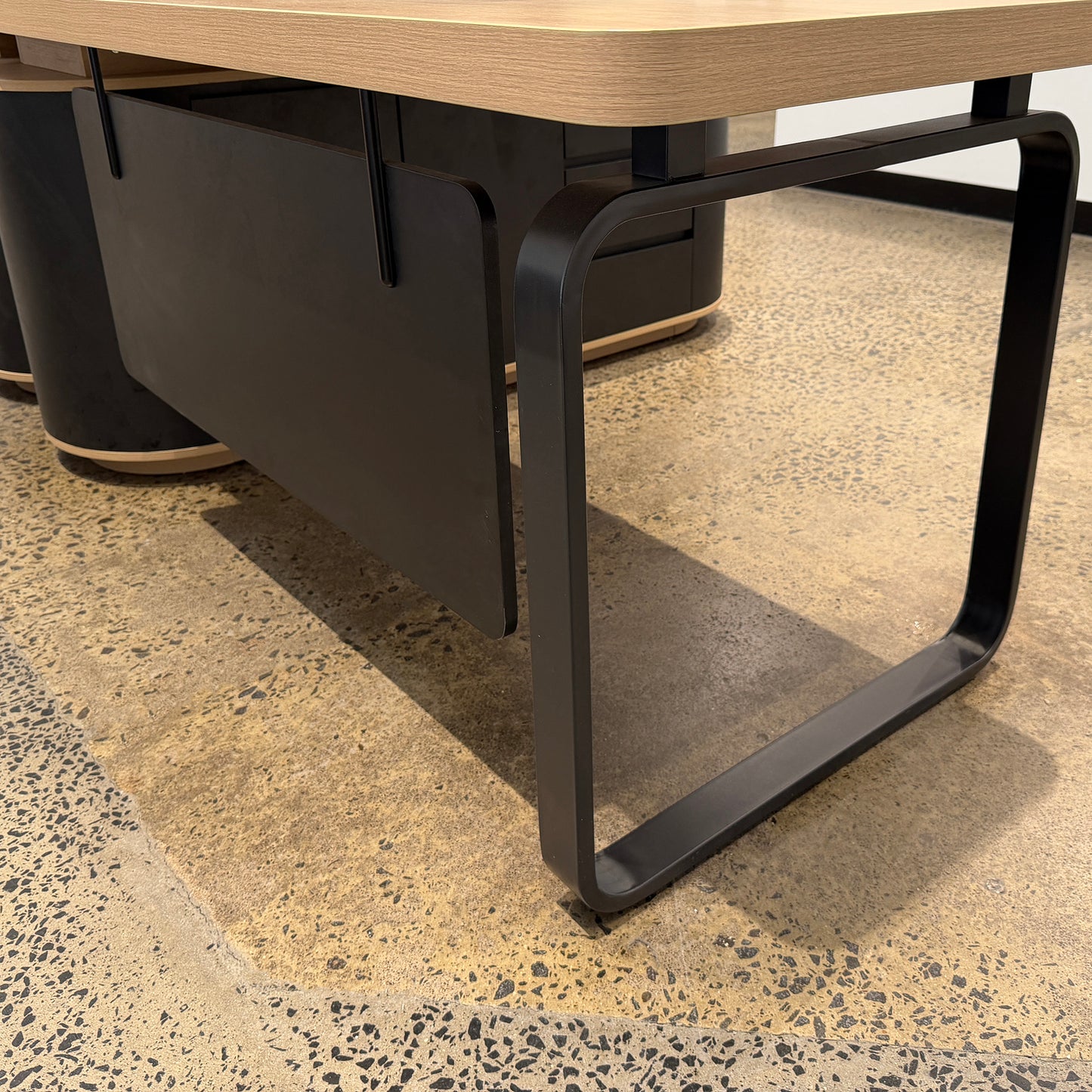VENTURA 220-240cm Reversible Executive Desk - Left or Right Return - Oak & Black