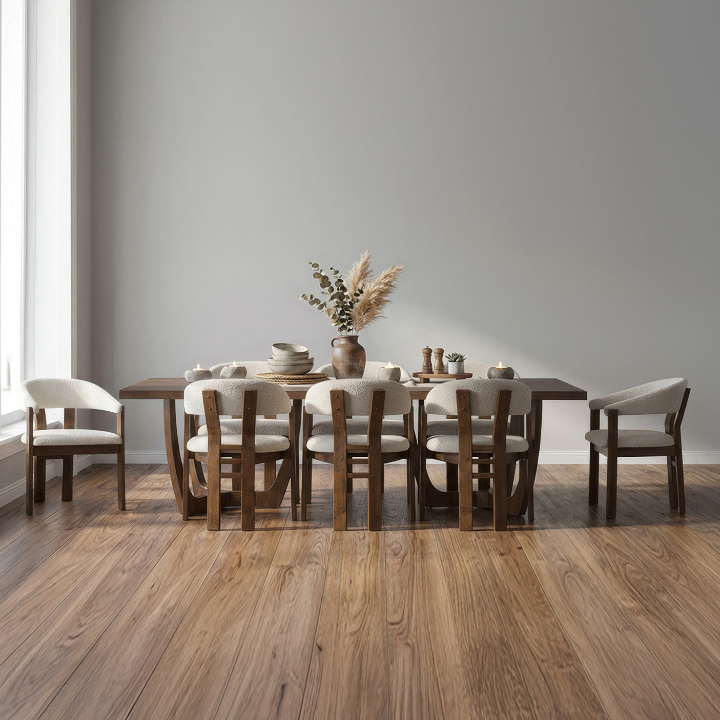 NINA Dining Chair - Walnut & Cream