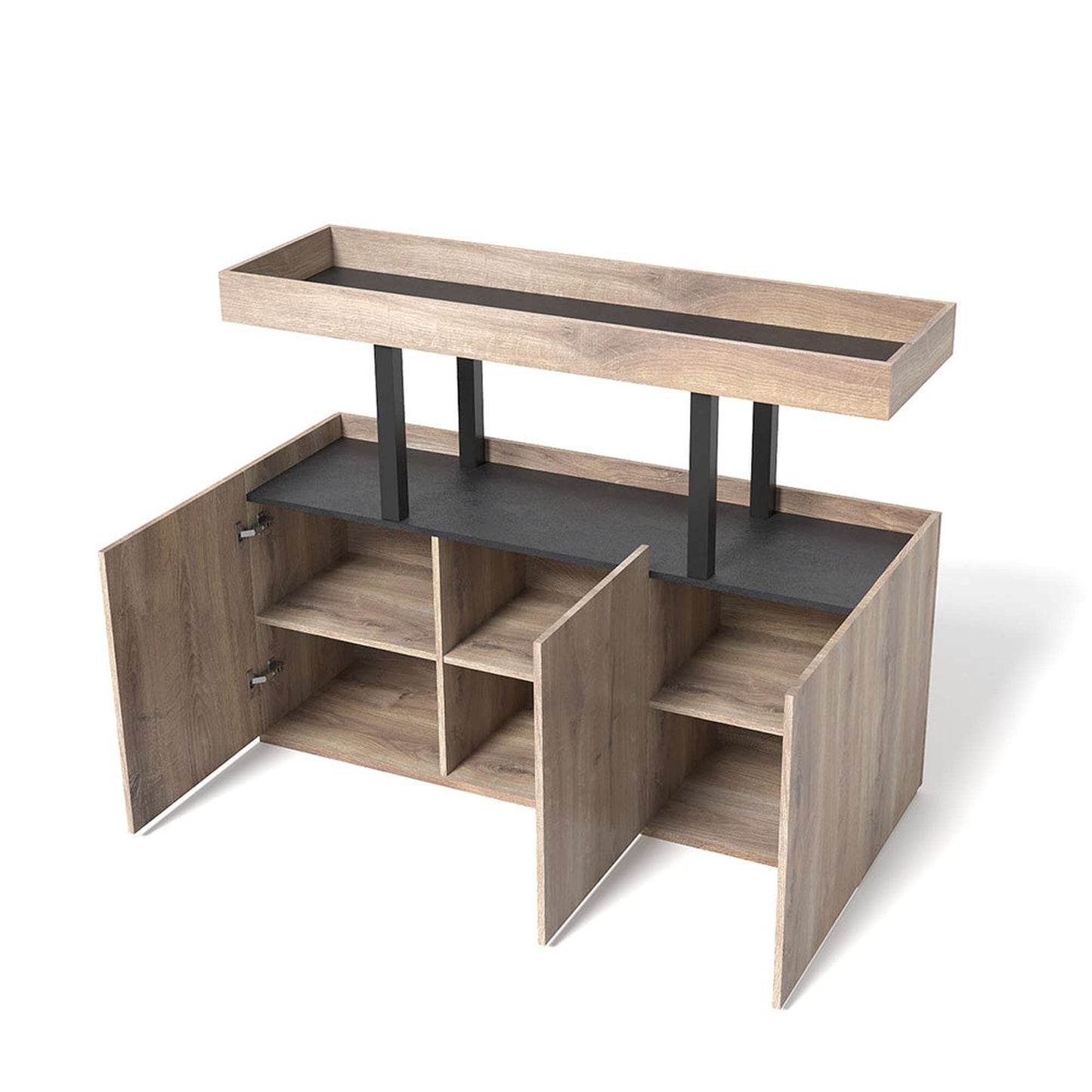 TRIBECA Credenza Cabinet 135cm - Warm Oak with Black