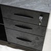 ADRIANO Black Executive Office Desk Reversible 165-180cm - Black Concrete