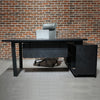 ADRIANO Black Executive Office Desk Reversible 165-180cm - Black Concrete