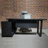 ADRIANO Black Executive Office Desk Reversible 165-180cm - Black Concrete
