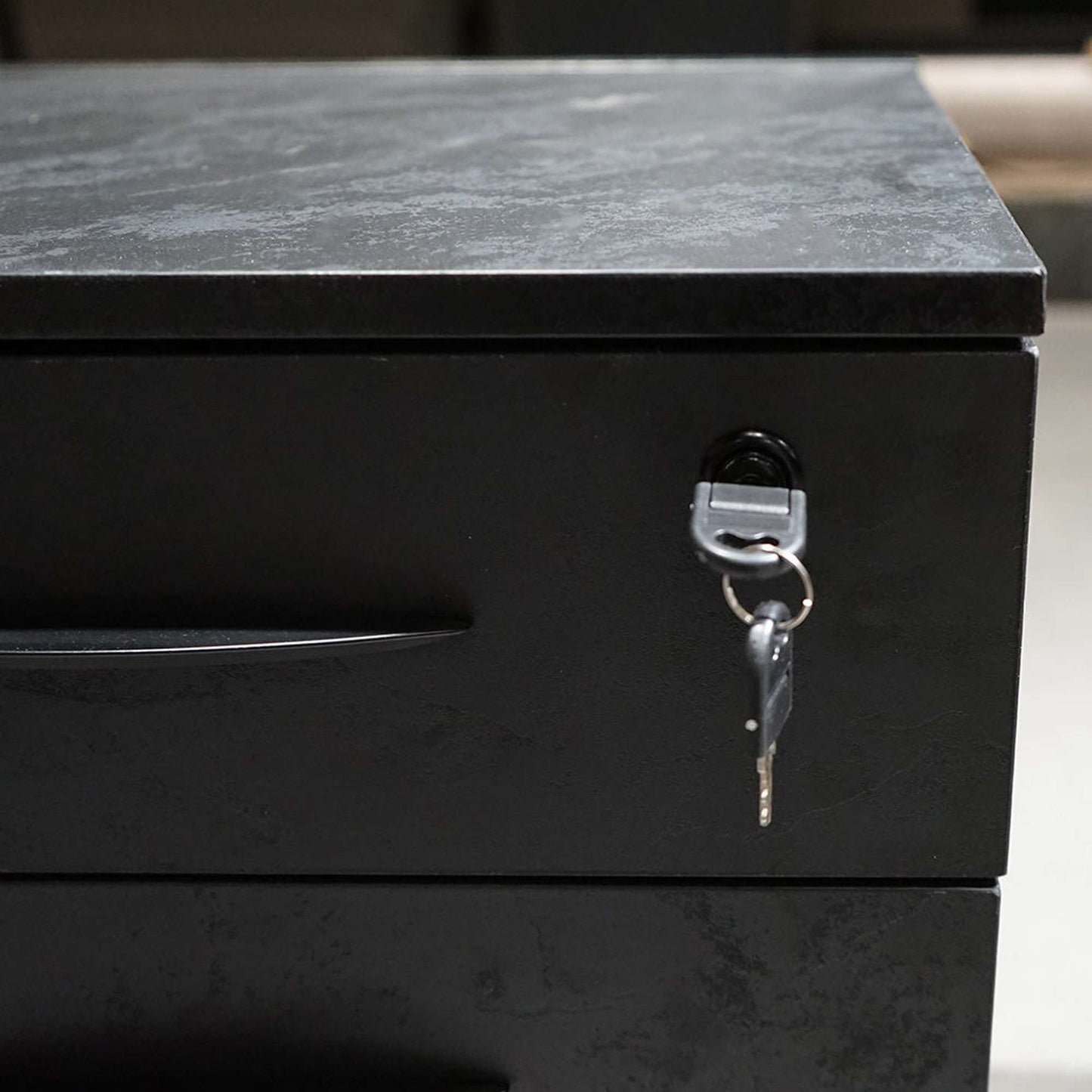 ADRIANO Black Executive Office Desk Reversible 165-180cm - Black Concrete