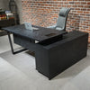 ADRIANO Black Executive Office Desk Reversible 165-180cm - Black Concrete