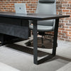 ADRIANO Black Executive Office Desk Reversible 165-180cm - Black Concrete