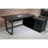 ADRIANO Black Executive Office Desk Reversible 165-180cm - Black Concrete