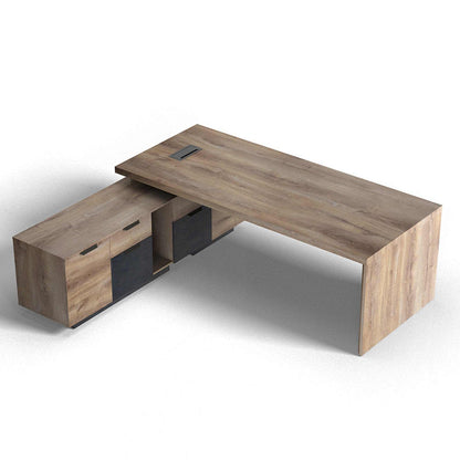 BALDER Executive Desk with Left Return 2.2-2.4M - Warm Oak & Black