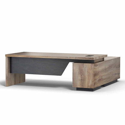 BALDER Executive Desk with Left Return 2.2-2.4M - Warm Oak & Black