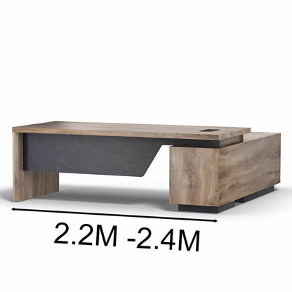 BALDER Executive Desk with Left Return 2.2-2.4M - Warm Oak & Black