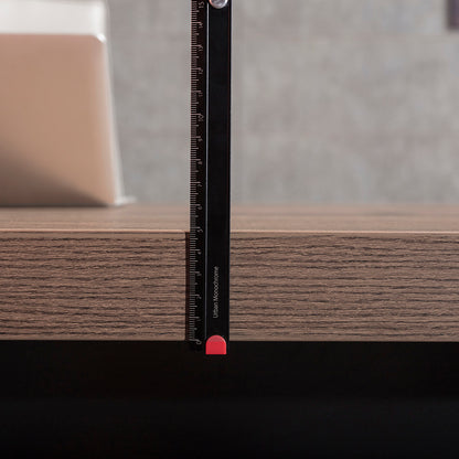 BALDER Executive Desk with Left Return 2.2-2.4M - Warm Oak & Black