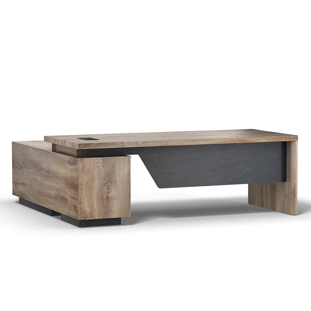 BALDER Executive Desk with Right Return 2.2-2.4M - Warm Oak & Black