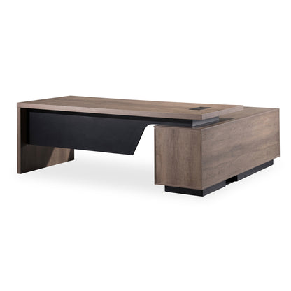 BALDER Executive Desk with Left Return 2.2-2.4M - Warm Oak & Black