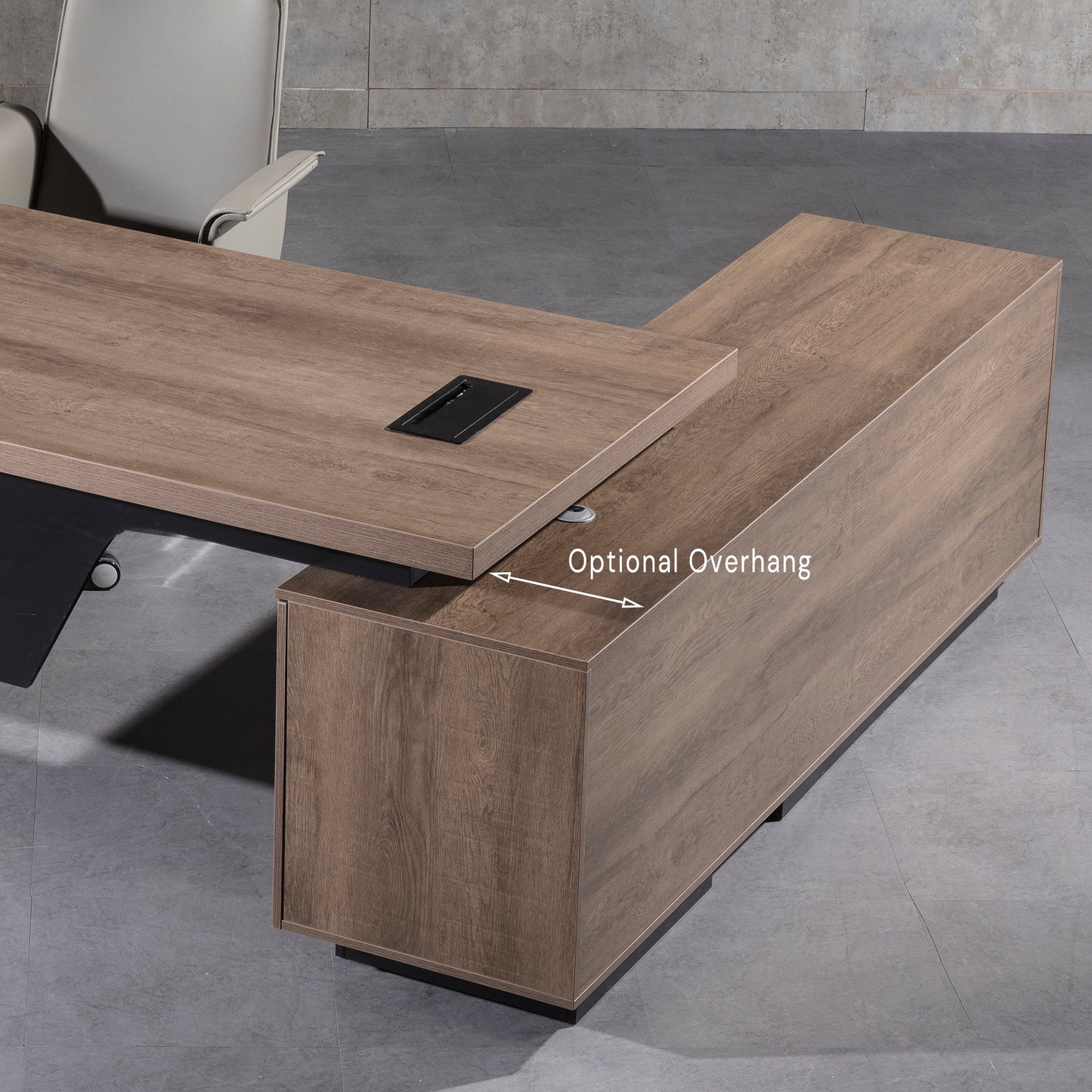 BALDER Executive Desk with Left Return 2.2-2.4M - Warm Oak & Black