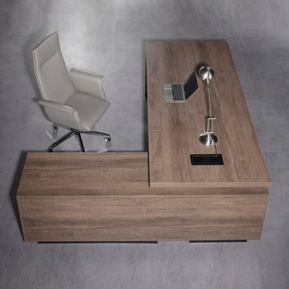 BALDER Executive Desk with Right Return 2.2-2.4M - Warm Oak & Black