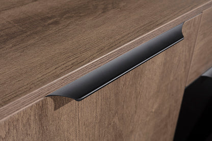 BALDER Executive Desk with Right Return 2.2-2.4M - Warm Oak & Black