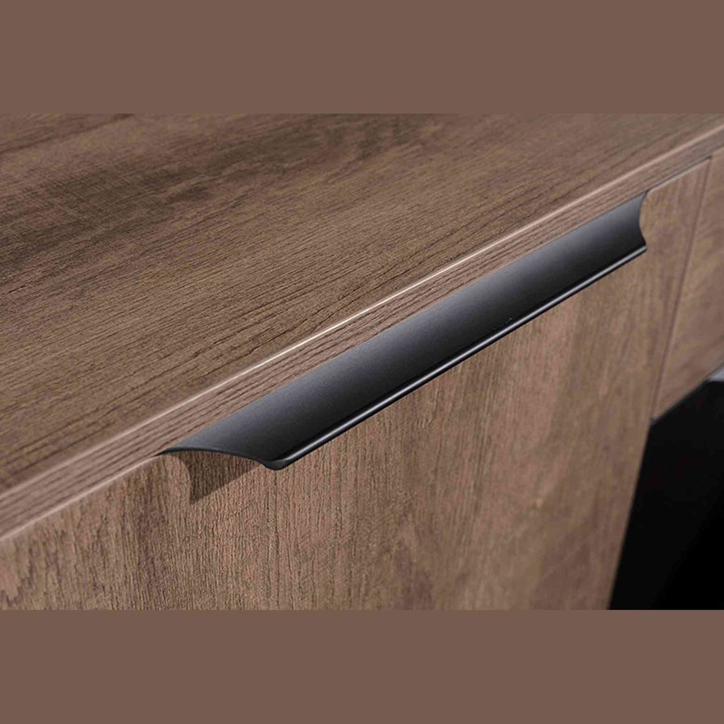 BALDER Executive Desk with Left Return 2.2-2.4M - Warm Oak & Black