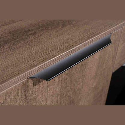 BALDER Executive Desk with Left Return 2.2-2.4M - Warm Oak & Black