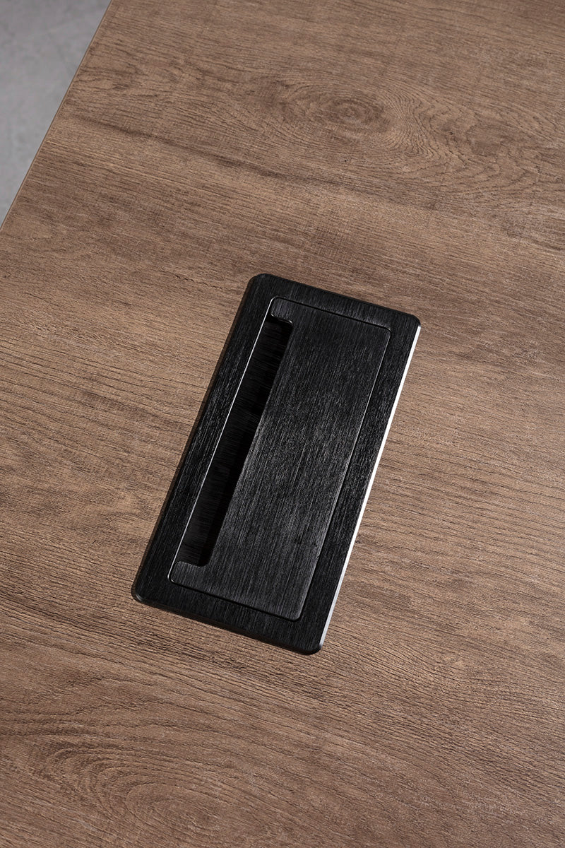 BALDER Executive Desk with Right Return 2.2-2.4M - Warm Oak & Black