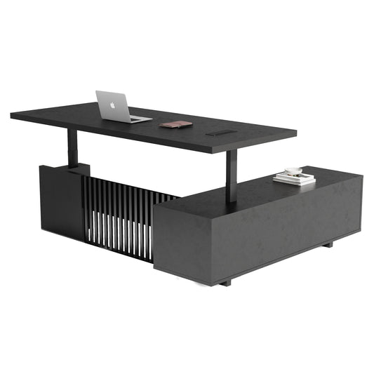 DAXTON Executive Desk with Left Return with Lift 200cm - Black