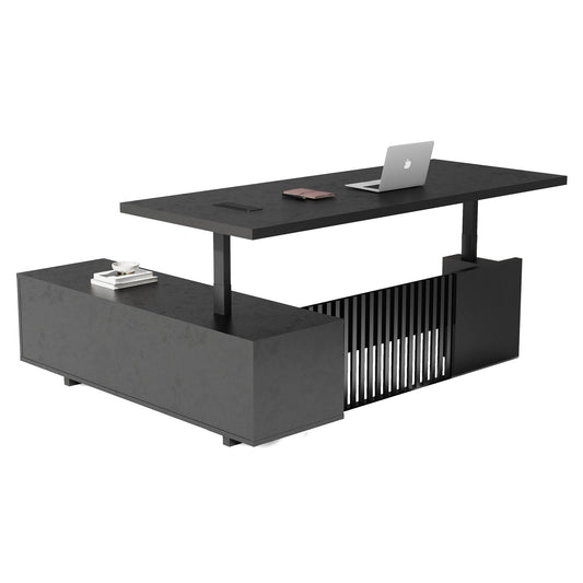 DAXTON Executive Desk with Right Return with Lift 200cm - Black