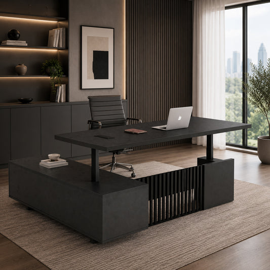 DAXTON Executive Desk with Right Return with Lift 200cm - Black