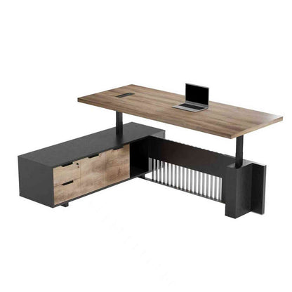 DAXTON Executive Desk with Left Return with Lift 200cm - Warm Oak