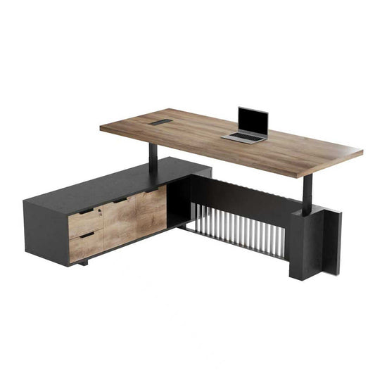 DAXTON Executive Desk with Left Return with Lift 200cm - Warm Oak