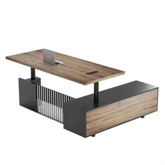 DAXTON Executive Desk with Left Return with Lift 200cm - Warm Oak