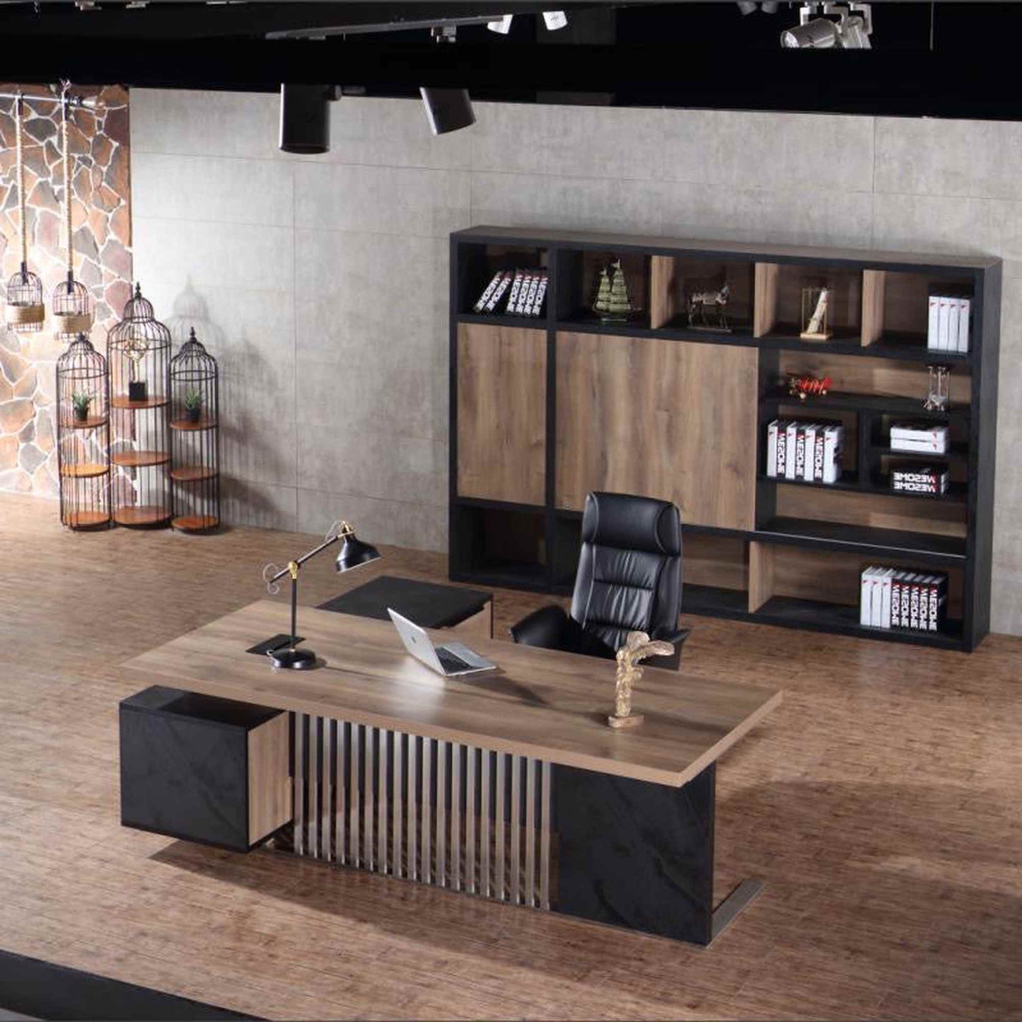 DAXTON Executive Desk with Right Return with Lift 200cm - Warm Oak