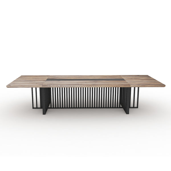 VIDAL Boardroom Table 2.4m x 1.2m Warm Oak & Black Modern Furniture