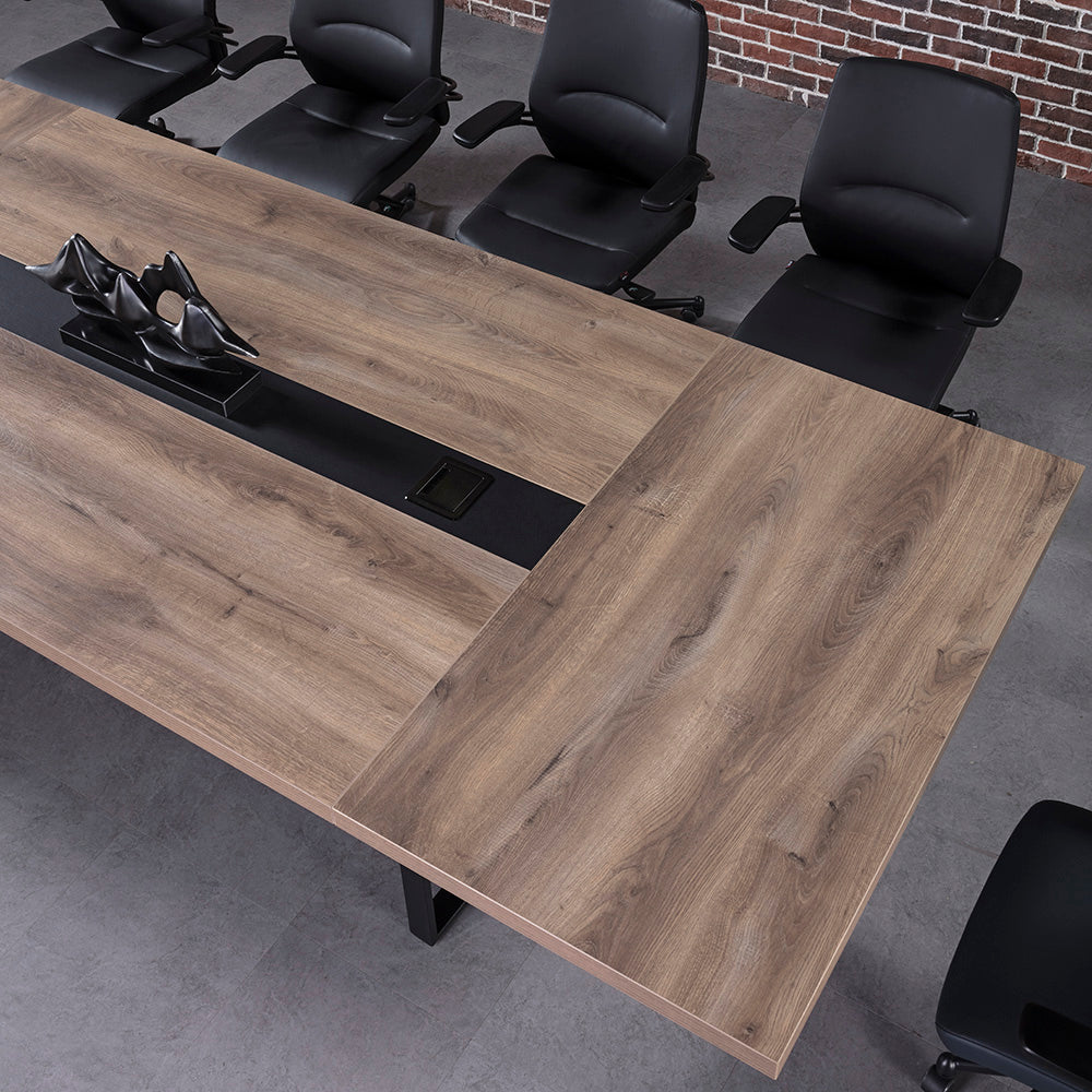 VIDAL Boardroom Table 3.0m x 1.2m - Warm Oak & Black