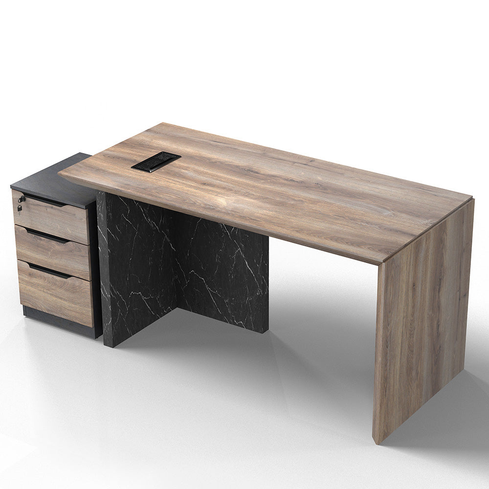 LOGAN Executive Desk Reversible 150cm - Warm Oak & Black