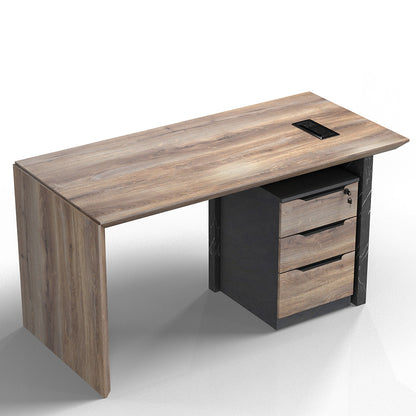 LOGAN Executive Desk Reversible 150cm - Warm Oak & Black