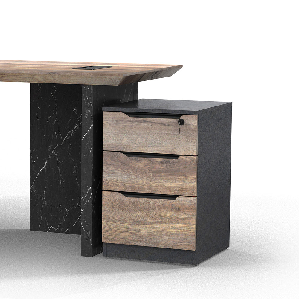 LOGAN Executive Desk Reversible 150cm - Warm Oak & Black