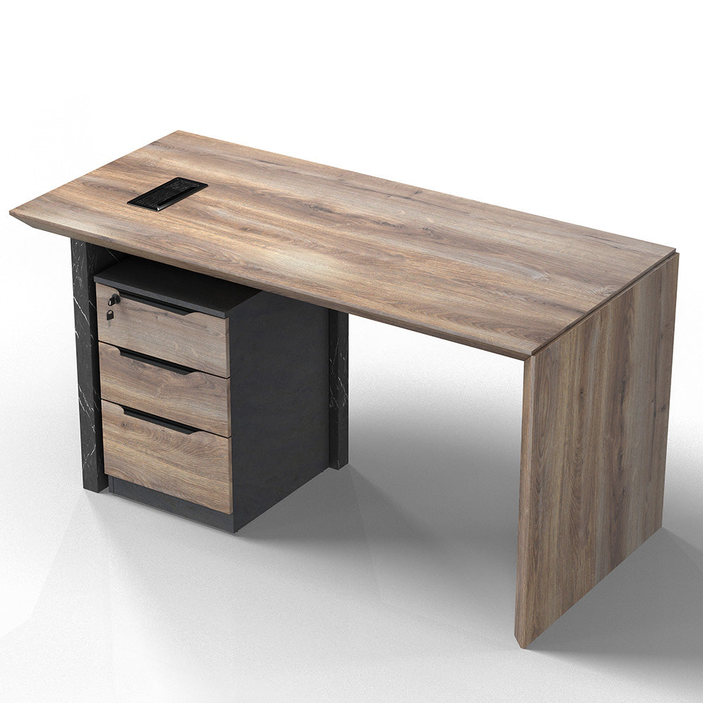 LOGAN Executive Desk Reversible 180cm - Warm Oak & Black