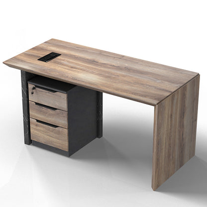 LOGAN Executive Desk Reversible 180cm - Warm Oak & Black