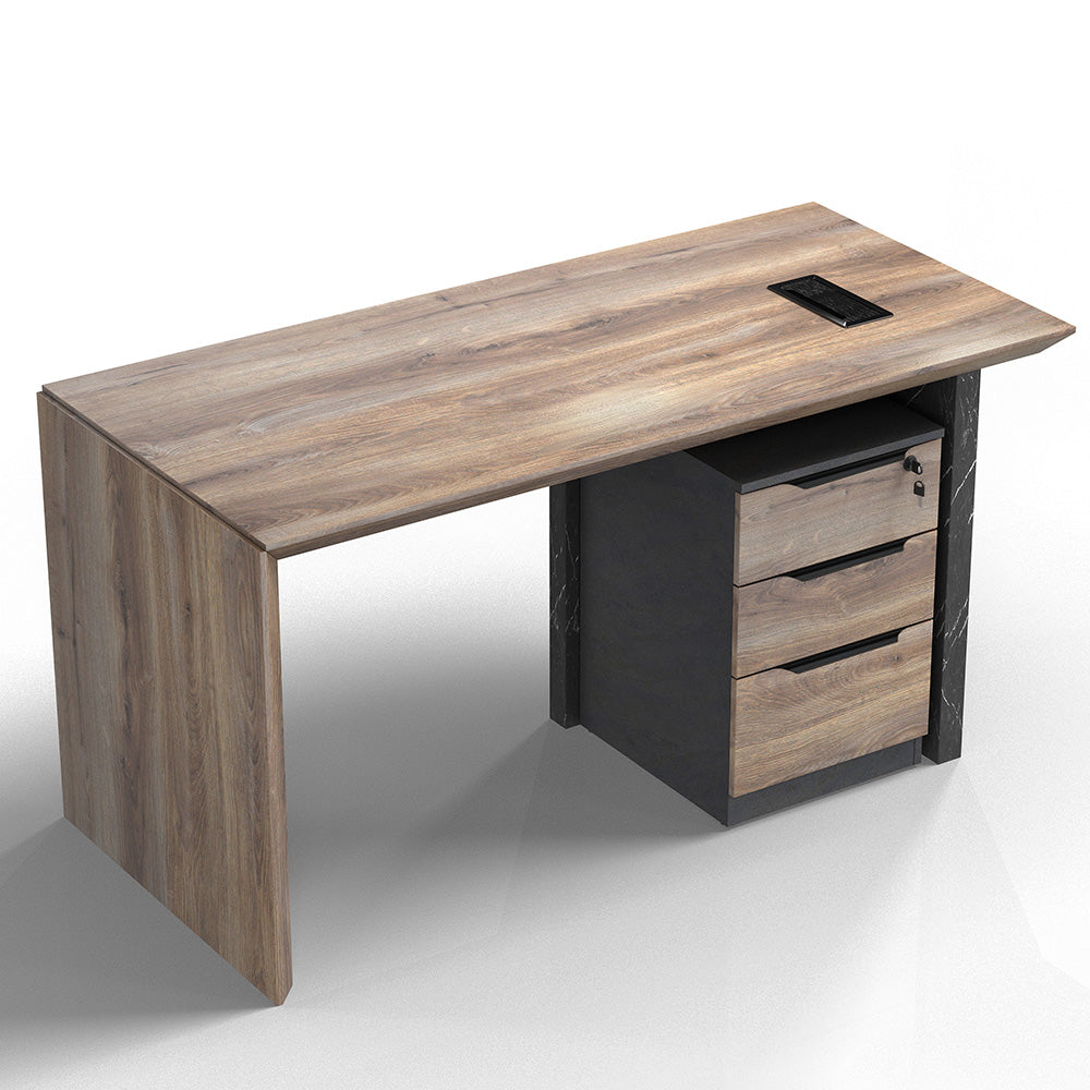 LOGAN Executive Desk Reversible 180cm - Warm Oak & Black