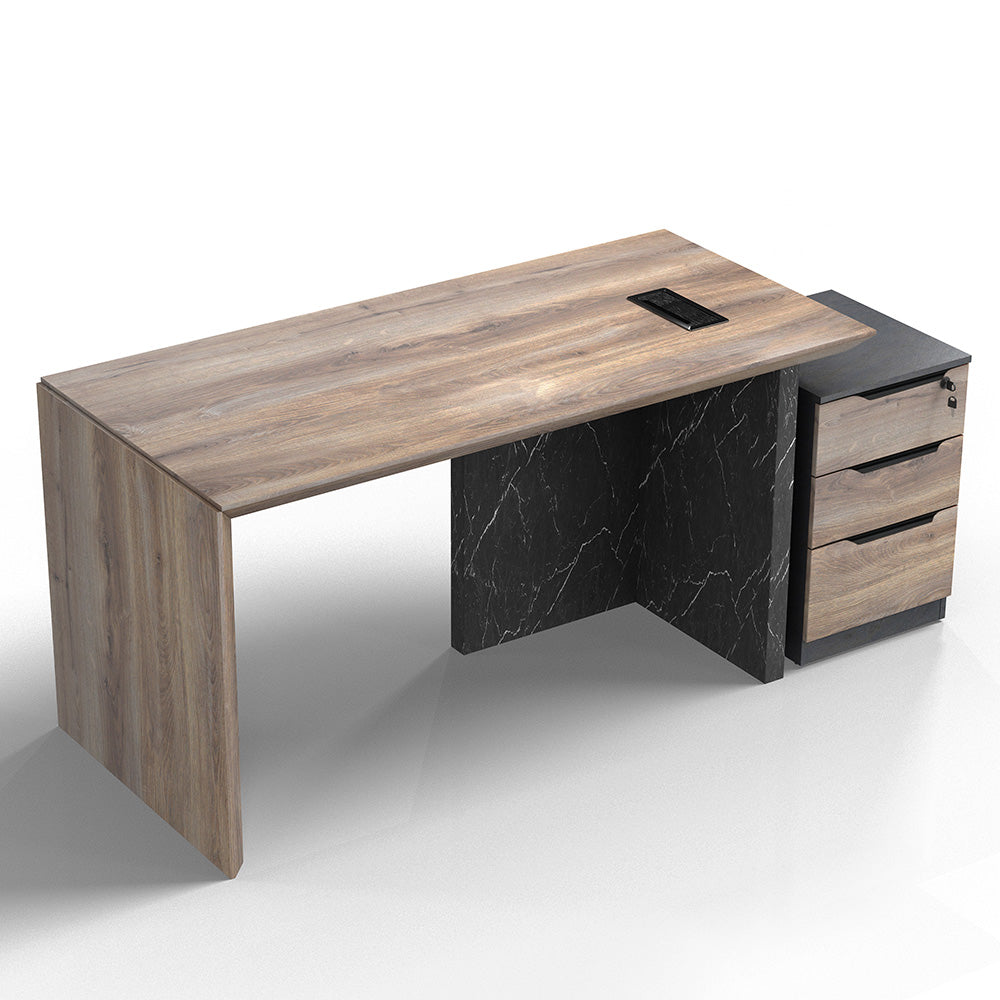 LOGAN Executive Desk Reversible 180cm - Warm Oak & Black