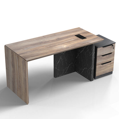 LOGAN Executive Desk Reversible 180cm - Warm Oak & Black