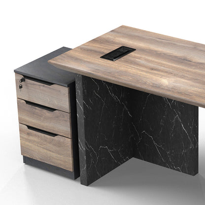 LOGAN Executive Desk Reversible 180cm - Warm Oak & Black