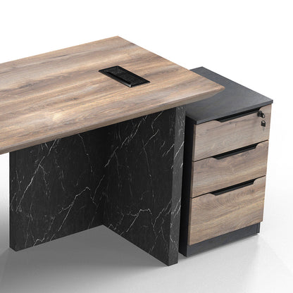 LOGAN Executive Desk Reversible 180cm - Warm Oak & Black