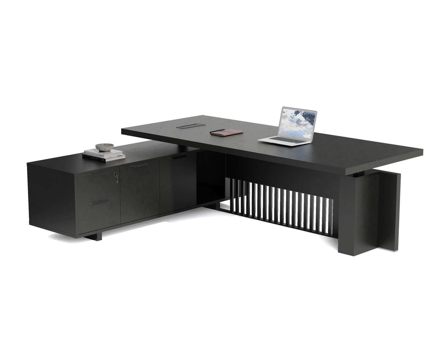 DAXTON Executive Desk with Left Return with Lift 200cm - Black