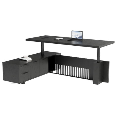 DAXTON Executive Desk with Left Return with Lift 200cm - Black