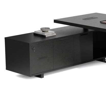 DAXTON Executive Desk with Left Return with Lift 200cm - Black