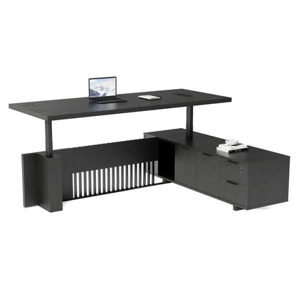 DAXTON Executive Desk with Right Return with Lift 200cm - Black